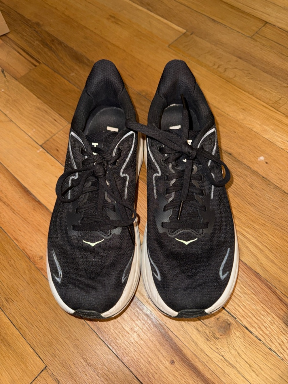 Hoka Black and White Cushioned Running Shoes